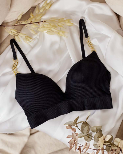 Royalfashion Gerippter Damen-BH mit dekorativen Trägern