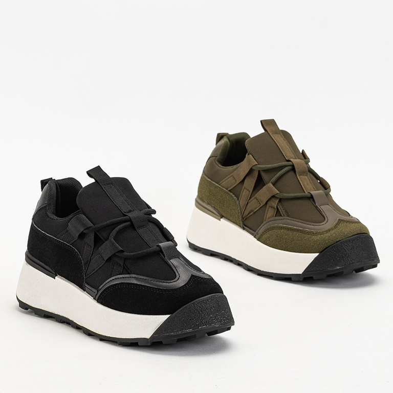 OUTLET Schwarze Damen-Sportschuhe mit höherer Sohle Kanislo - Footwear