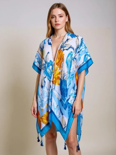 Pareo Callista – farbenfrohes Royalfashion Strandkleid mit V-Ausschnitt