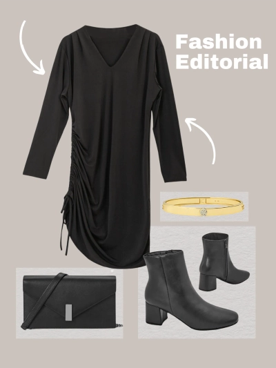 Royalfashion Damen langes Kleid mit Raffung