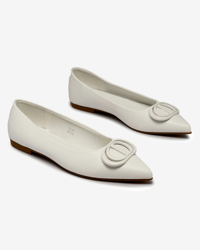 Royalfashion Weiße Damen-Ballerinas mit spitzer Spitze und Verzierung auf der Nase Manixy