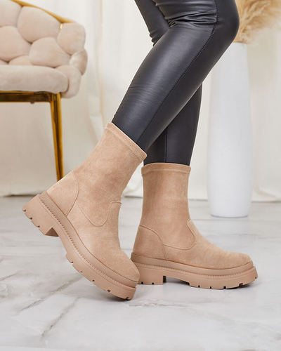 Royalfashion Damenstiefel aus Öko-Wildleder in Beige Classy Girl