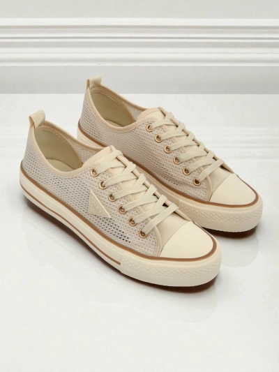 Aurelia Beige - Damen Stoff-Sneakers mit flacher 3 cm Sohle