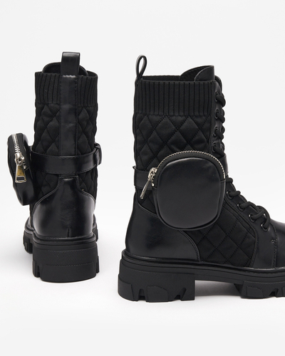 Schwarze hohe Damenstiefel mit Tasche Sareulia - Footwear