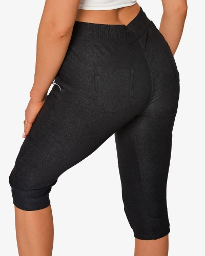 Жіночі чорні тканинні шорти 3/4 PLUS SIZE- Одяг