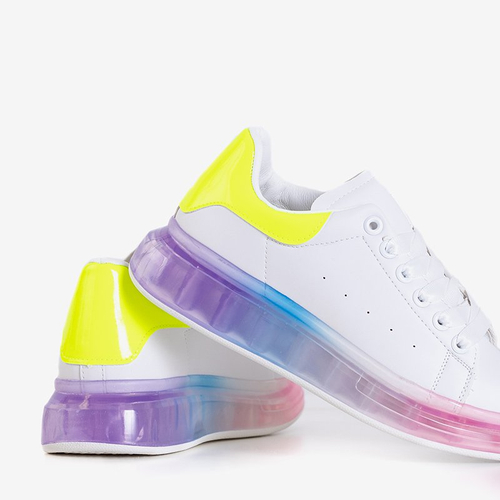 Білі жіночі кросівки на кольоровій підошві Palmer - Взуття