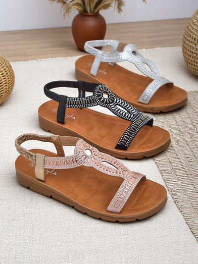Royalfashion Damen-Sandalen mit dekorativen Riemen Lola Grace