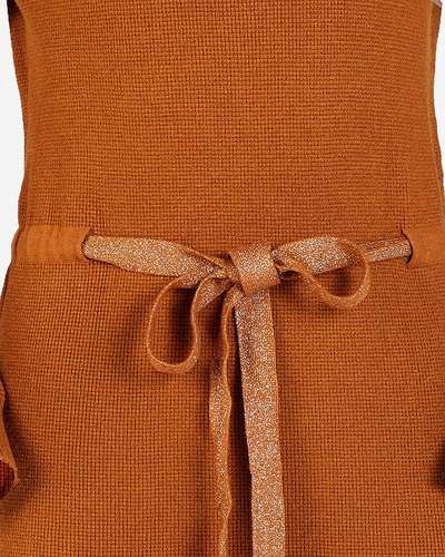 Damen-Pullover-Tunika in Braun mit Stehkragen - Kleidung