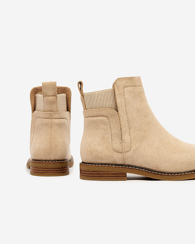 Royalfashion Beige Damen Öko-Wildleder Veysi Stiefel a'la sable Absätze