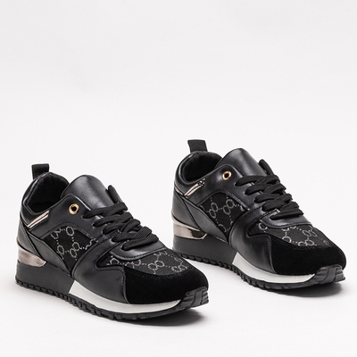 Schwarze Damen-Sportschuhe mit Engla-Aufdruck - Schuhe