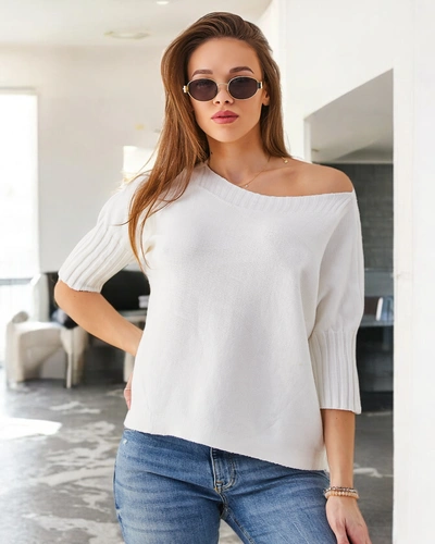 Royalfashion Damen-Viskosepullover mit kurzen Ärmeln