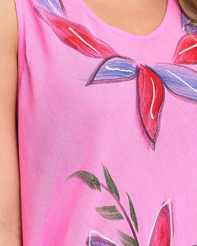 Rosa Strandcape für Damen - Kleid mit Blumenmuster - Kleidung