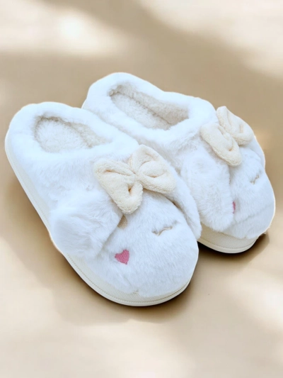 Royalfashion Damen-Fellslipper mit einer Schleife Savos