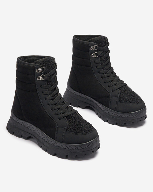 OUTLET Жіночі утеплені черевики-трапери чорного кольору Wosser- Footwear