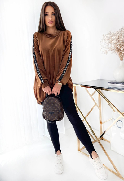 Royalfashion Braune Damen-Tunika mit Kordelzug