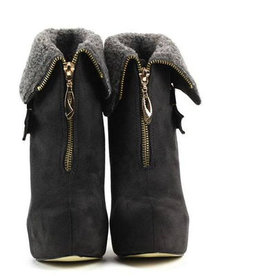 OUTLET Wildleder Booties Pin mit Schaffell - Schuhe