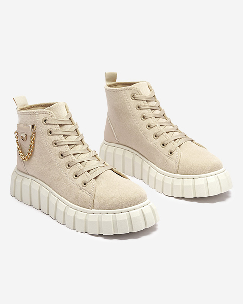 Кремові жіночі спортивні черевики на шнурівці з прикрасами Tamti - Взуття