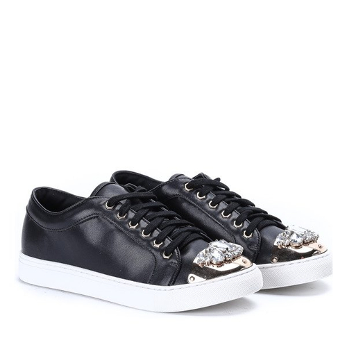 Чорні кросівки з декоративними камінчиками на носку Lilly - Взуття