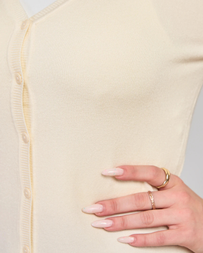 Royalfashion Damen Strickjacke mit Knöpfen in ecru