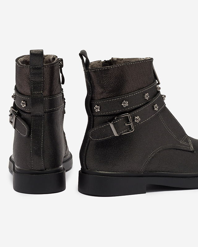 Glänzende Stiefel für Mädchen in Graphit Allasi- Footwear