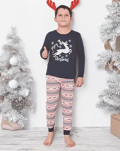 Royalfashion Weihnachtsbaum Baumwolle Kinderpyjama Fröhliche Weihnachten