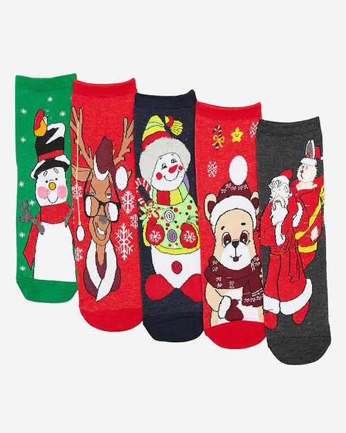 Шкарпетки жіночі з новорічним візерунком 5 шт./уп - Білизна