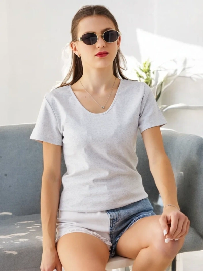 Royalfashion Damen Baumwoll-T-Shirt mit Spitze am Rücken