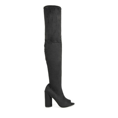 Schwarze Stiefel am Pfosten mit einem Schnitt Fauna - Footwear