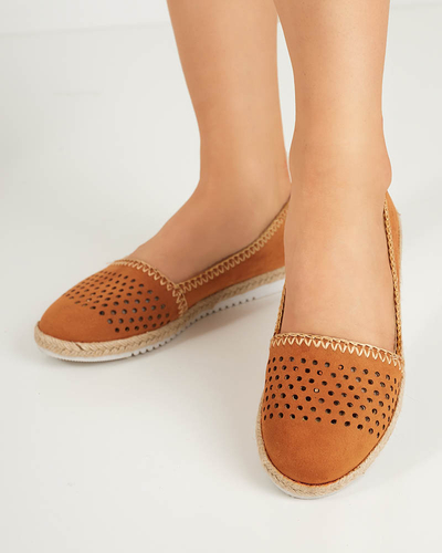 OUTLET Durchbrochene Damen-Espadrilles zum Hineinschlüpfen in Camel Terila - Footwear