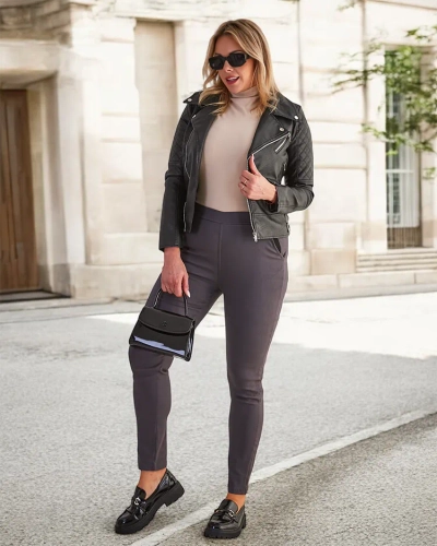 Dunkelgraue isolierte Damen-Treggings - Kleidung
