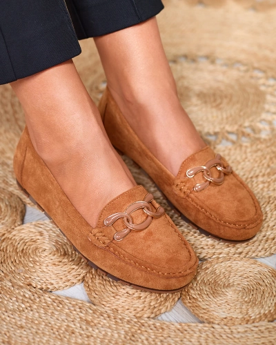 Damen Mokassins in Kamelfarbe mit Kette Lertika - Schuhe