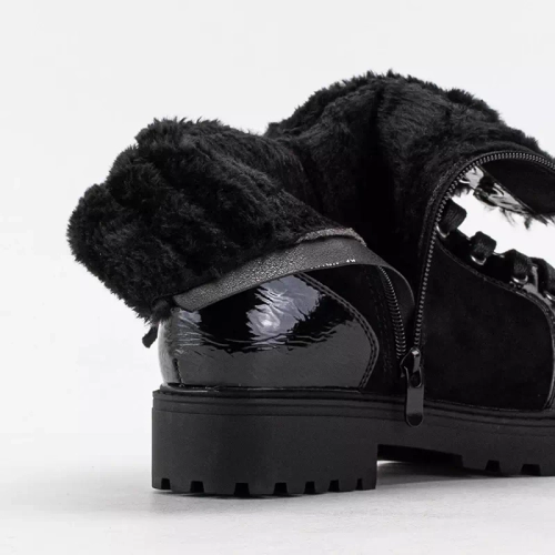 OUTLET Чорні жіночі чоботи частково лаковані Ginoko - Взуття