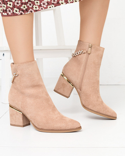 OUTLET Hellbraune Damen Stöckelschuhe mit Kette Bellami-Schuhe