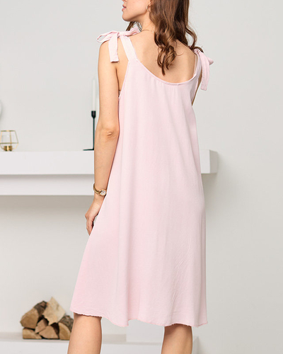 Hellrosa schlichtes Kleid mit Trägern - Kleidung