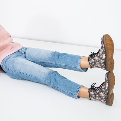 Чорні жіночі черевики-воркери з квітковим принтом Ornellia - Взуття