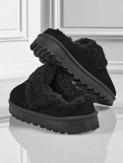 Kurze Damenstiefel a'la Schneestiefel mit Fell Velour Fang