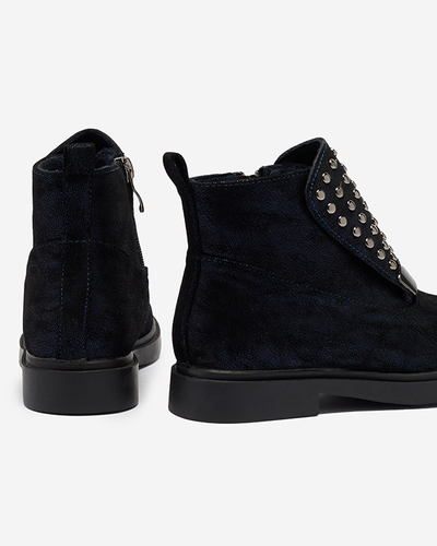 Mädchenstiefel mit dekorativem Schaft in Marineblau Leisla - Schuhe