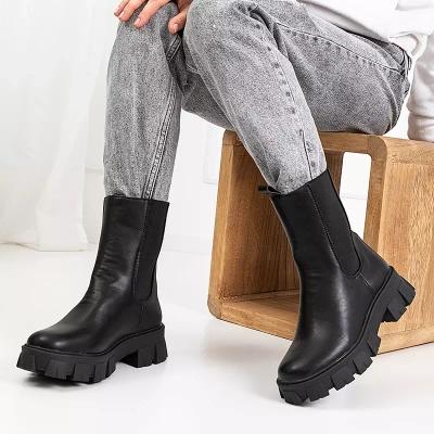 Schwarze Hoppy Kunstlederstiefel - Schuhe
