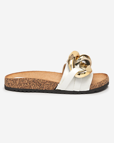 Athenis Bianco Damen Sandalen Royalfashion – Öko-Leder, goldene Kette