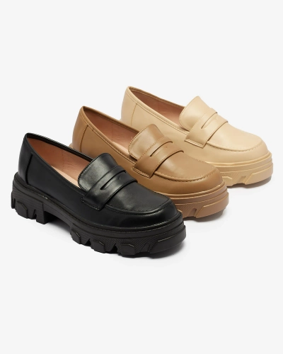 Beige Mokassins für Damen mit fester Sohle Desika - Footwear