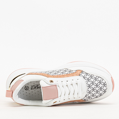 Білі жіночі кросівки з рожевими вставками Weniso