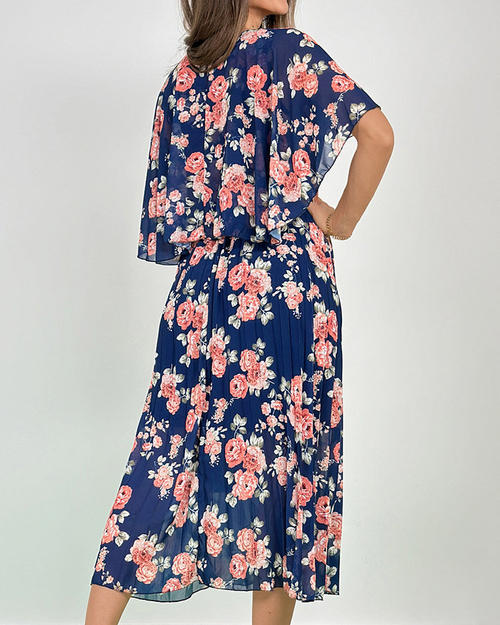 Royalfashion Жіноча плісирована квіткова сукня міді