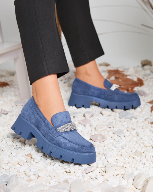 Жіночі мокасини з екозамші Royalfashion синього кольору Qometa