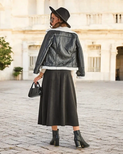 Royalfashion Damen-Midirock a la Wildleder