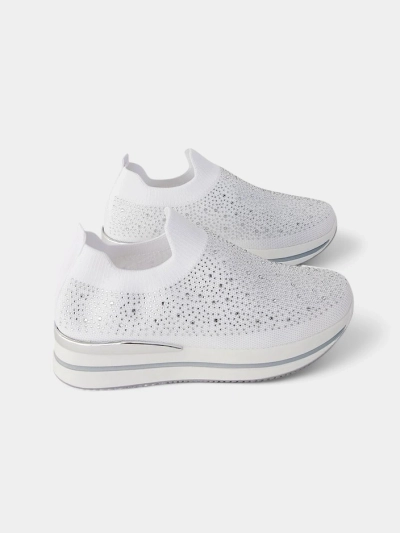 Royalfashion Damen Slipper Sportschuhe aus Stoff mit Strass Adeq