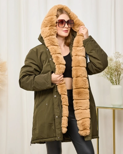 Grüne Damen-Winterjacke PLUS SIZE - Kleidung