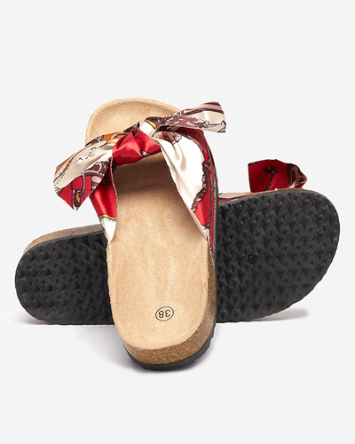 Rote Damen-Slipper mit modischem Obermaterial aus Stoff Laneso - Schuhe
