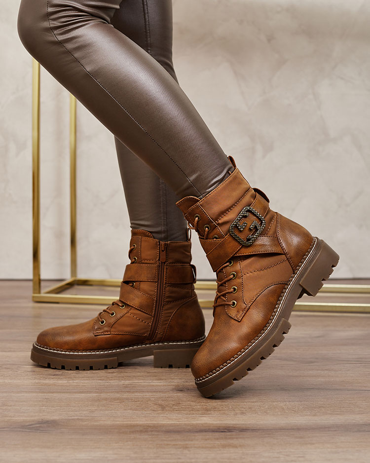 Royalfashion Damen Baggerstiefel in braun Muasers