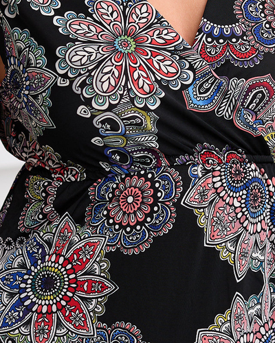 Schwarzes Maxikleid mit Blumenmuster - Kleidung