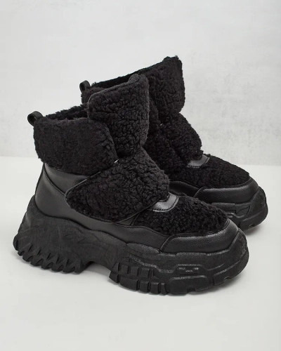 Royalfashion Damen Schneestiefel mit Schafsfell Segulla
